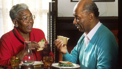 An older couple sharing a meal